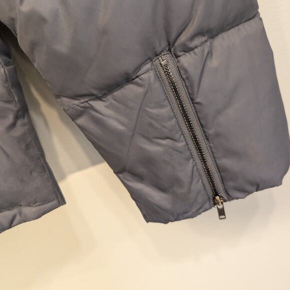 Eileen Fisher Gray Quilted Puffer Jacket Asymmetric Zip High Collar - Size S - Picture 6 of 12